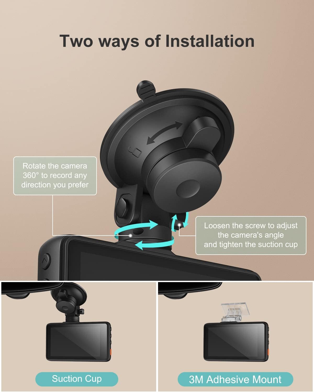 Dash Cam 1080P Car Camera, Night Vision, 3 Inch LCD, 170° Wide Angle, 2 Pack I583578