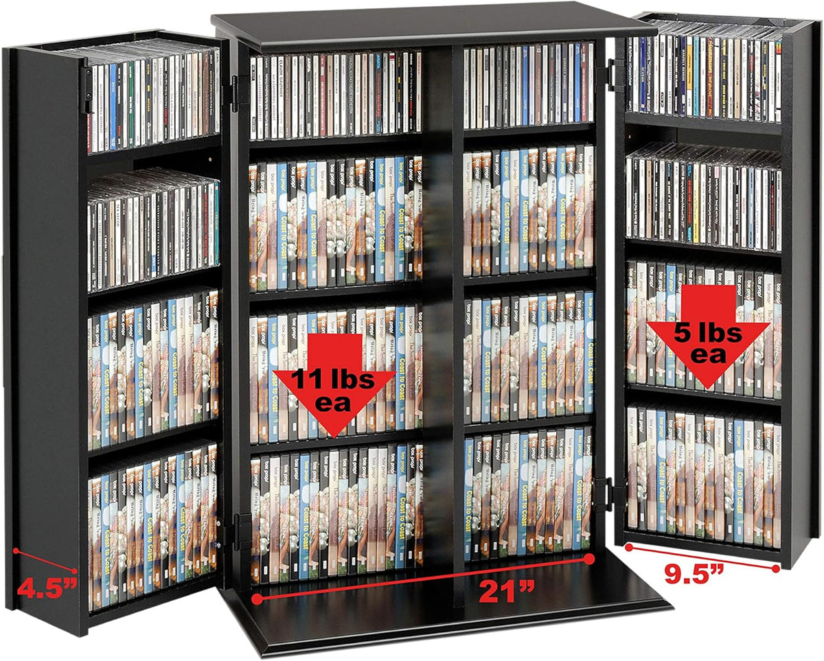 Locking Media Storage Cabinet, Black Q9785