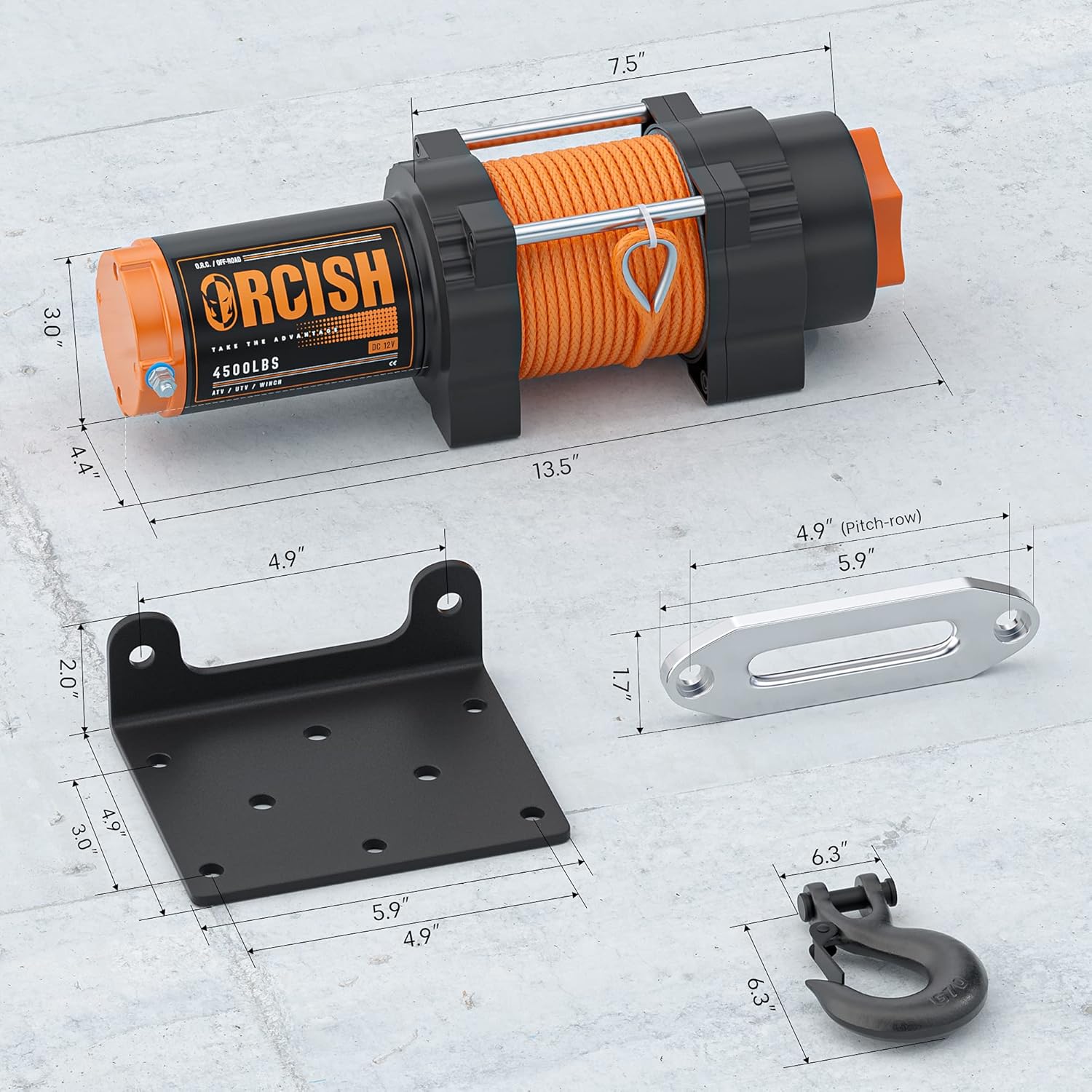 12V 4500LBS Synthetic Rope Winch Kit for ATV UTV Off Road Trailer with Wireless Remote M81493
