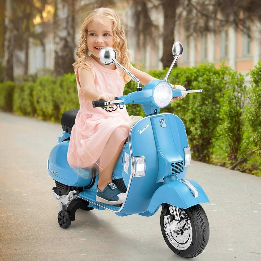 Kids Ride on Vespa Scooter with Headlight Blue R402