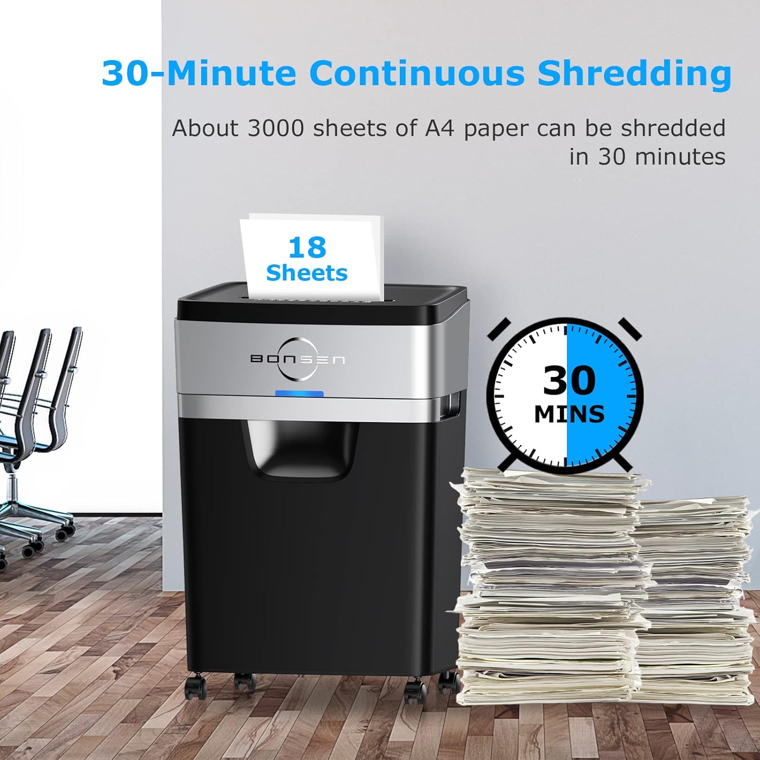 Paper Shredder, Heavy Duty Cross-Cut for Office, 6.6 Gallons Pullout Basket N68281
