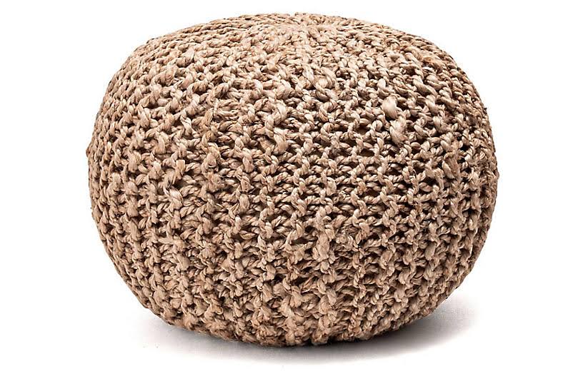 nuLOOM York Classic Knitted Solid Jute Filled Ottoman Pouf