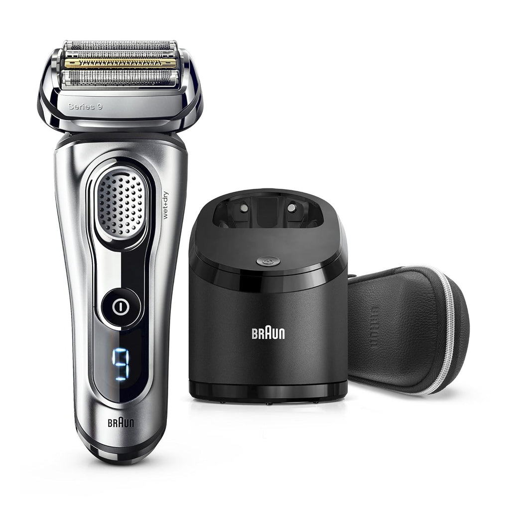 Braun Electric Razor for Men, Series 9 9296CC Electric Shaver With Precision Trimmer, Rechargeable, Wet & Dry Foil Shaver, Clean & Charge Station & Leather Travel Case