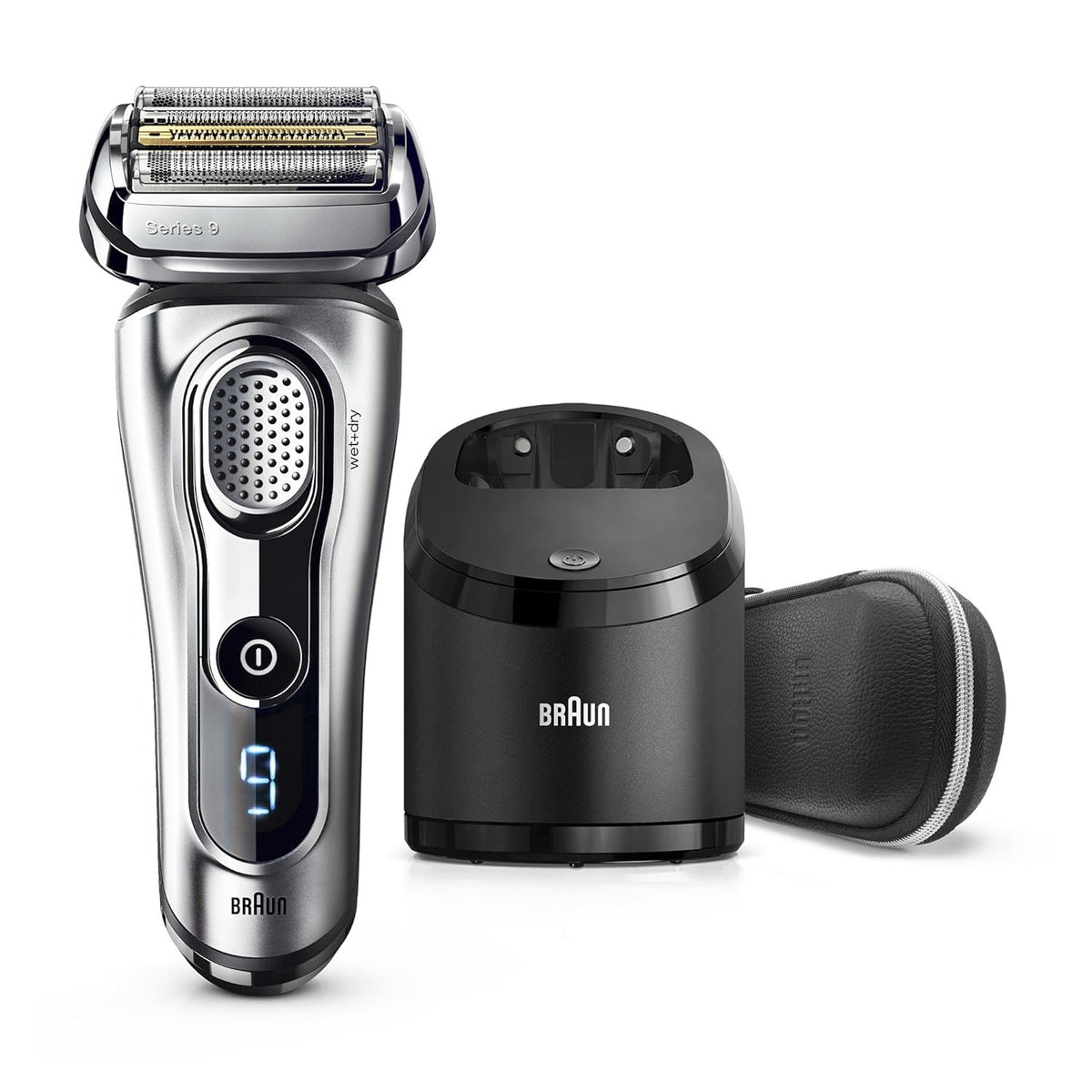Braun Electric Razor for Men, Series 9 9296CC Electric Shaver With Precision Trimmer, Rechargeable, Wet & Dry Foil Shaver, Clean & Charge Station & Leather Travel Case