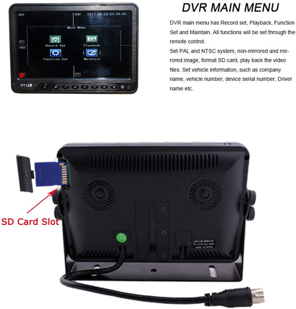 9 inch Backup Camera System with Quad Split Screen Monitor and DVR K82007
