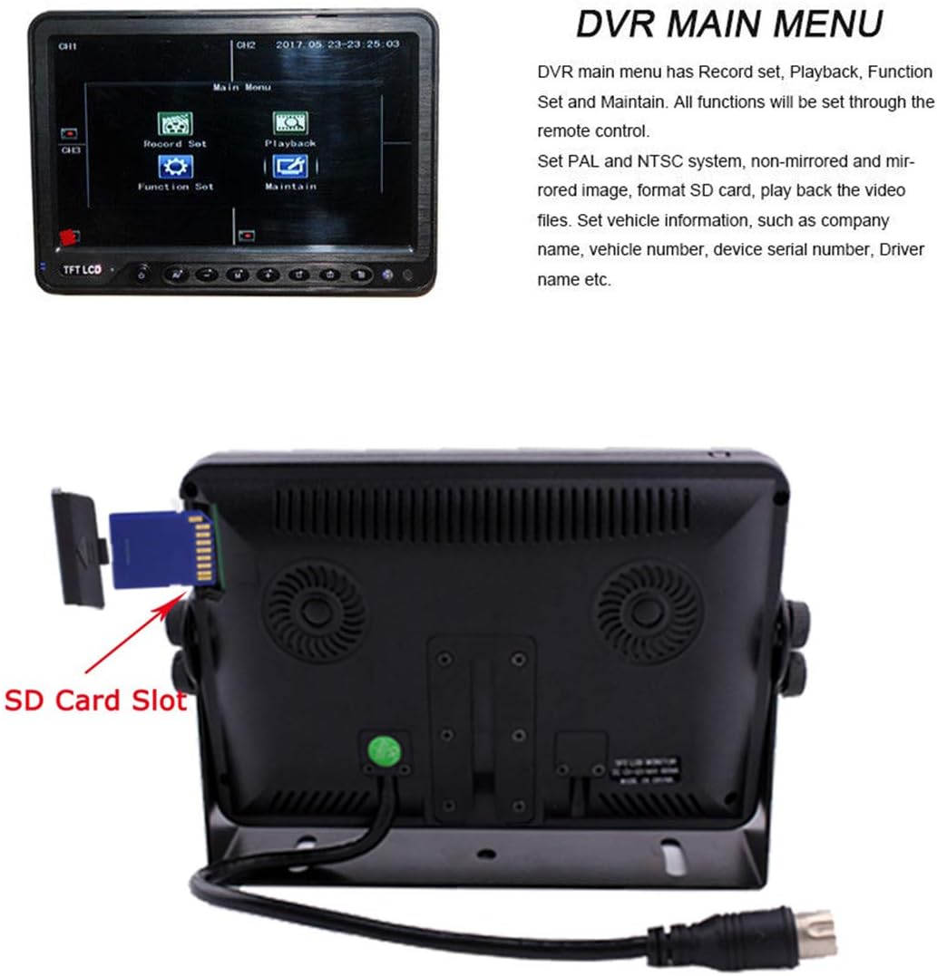 9 inch Backup Camera System with Quad Split Screen Monitor and DVR K82007