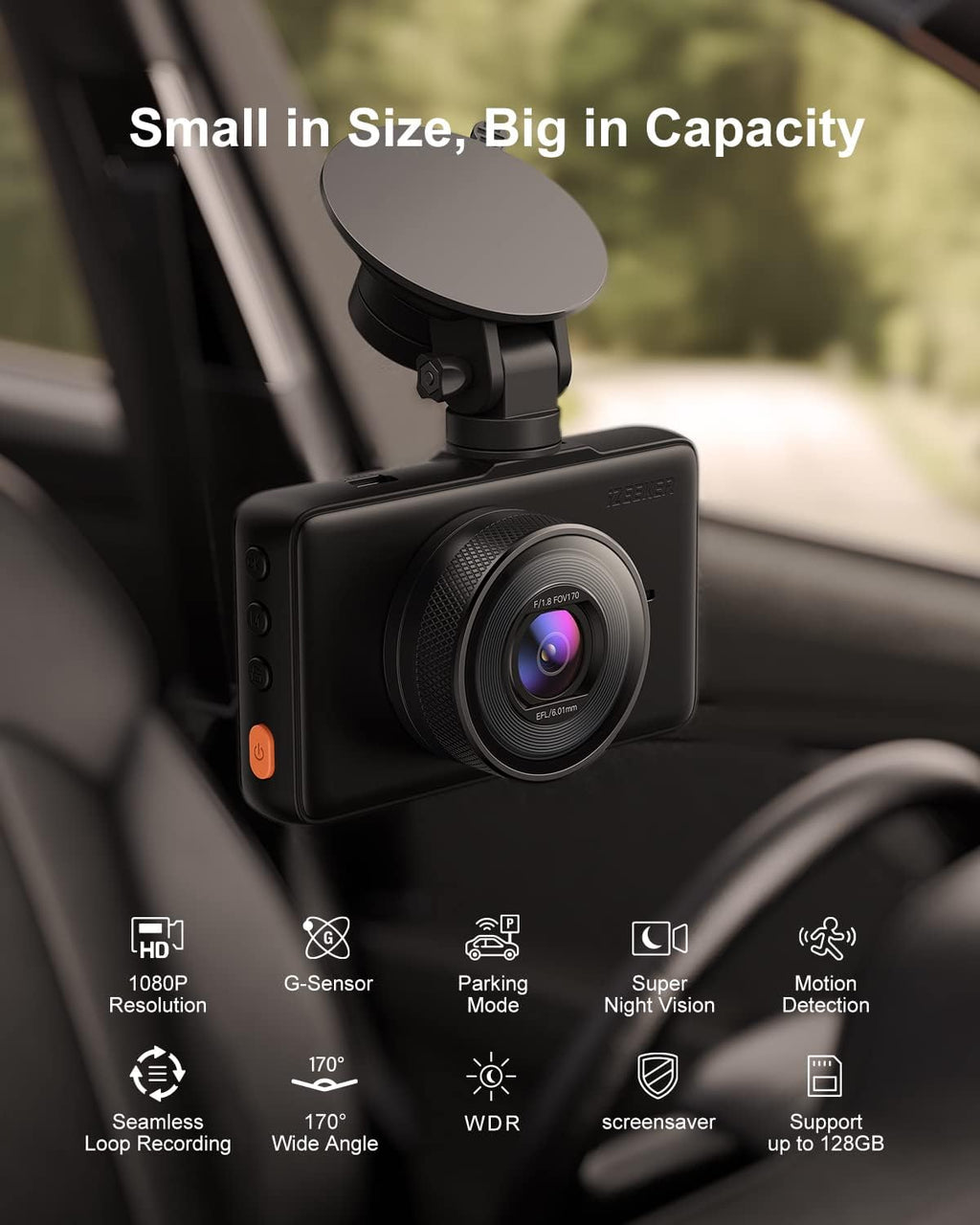 Dash Cam 1080P Car Camera, Night Vision, 3 Inch LCD, 170° Wide Angle, 2 Pack I583578