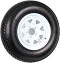 14" White Spoke Trailer Wheel with Bias ST205/75D14 Tire Mounted (5x4.5) bolt circle