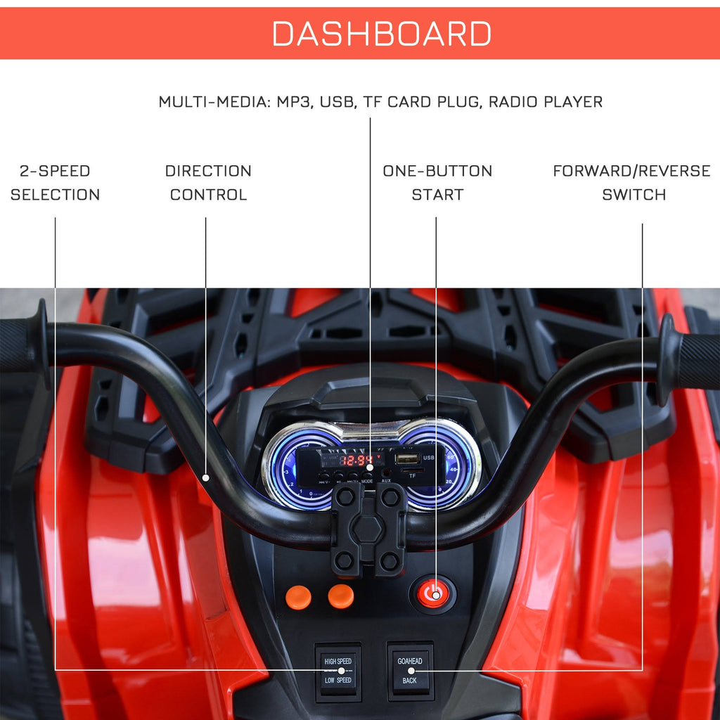 Kids Ride-On Four Wheeler ATV Car with Working Headlights and Music Player, Red K73493