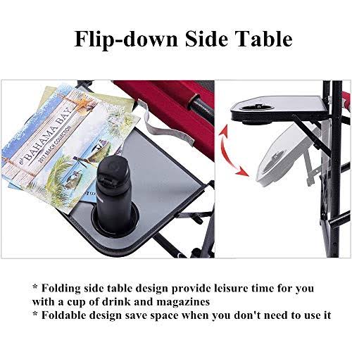 Director's Folding Chair Camping Portable with Side Table W6040
