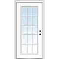 National Door Company Z000540L Smooth Fiberglass Prehung Left Hand Inswing Entry DOOR, Full Lite with External GRILLE, Clear Gla