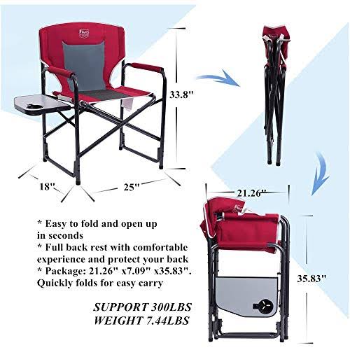 Director's Folding Chair Camping Portable with Side Table W6040