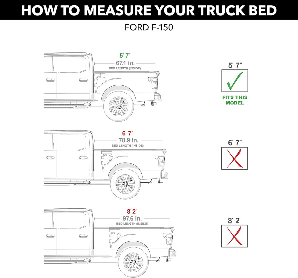 Hard Quad-Fold Truck Bed Tonneau Cover for 2015-2020 Ford F-150 5'7" Bed B855794