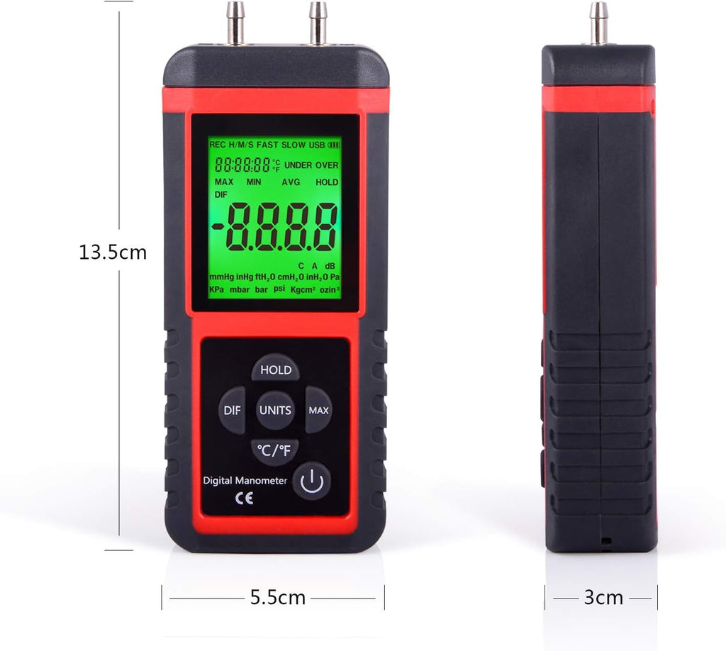 Digital Air Pressure Meter for HVAC Gas Testing (2-Pack) S753608