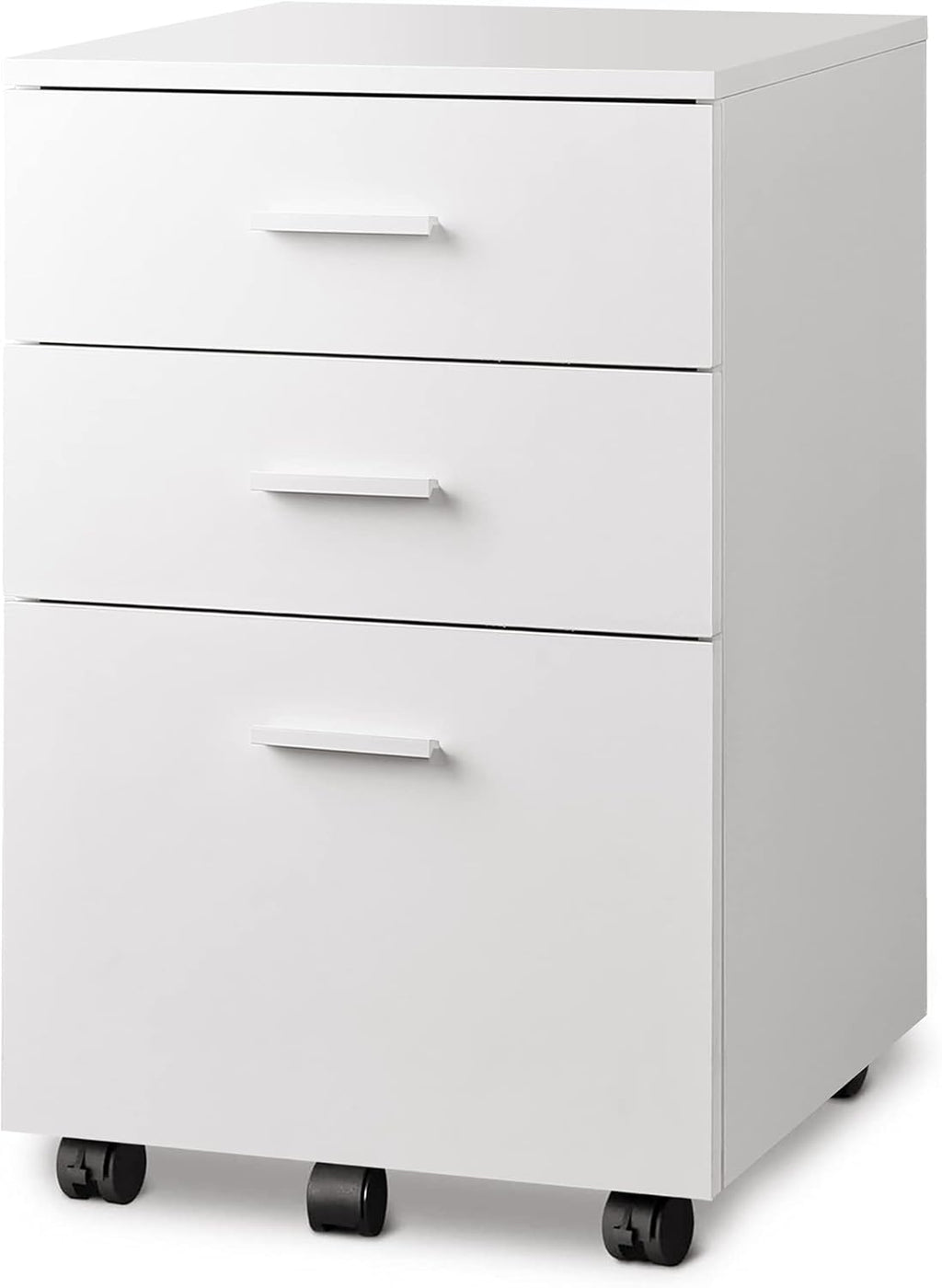 3 Drawer Wood Mobile File Cabinet, Rolling for Letter/A4 Size, Black D301