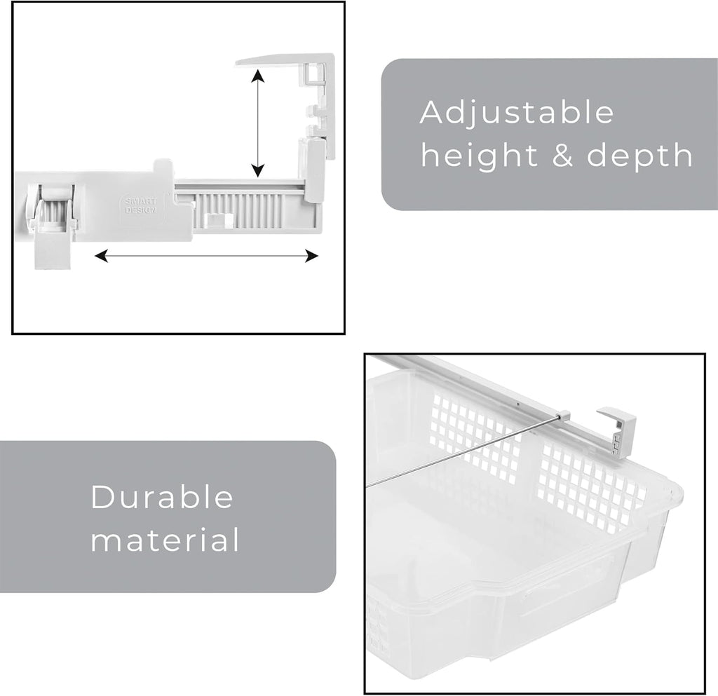 Adjustable Pull Out Refrigerator Drawer, Extra Large, Set of 2, Clear G739054