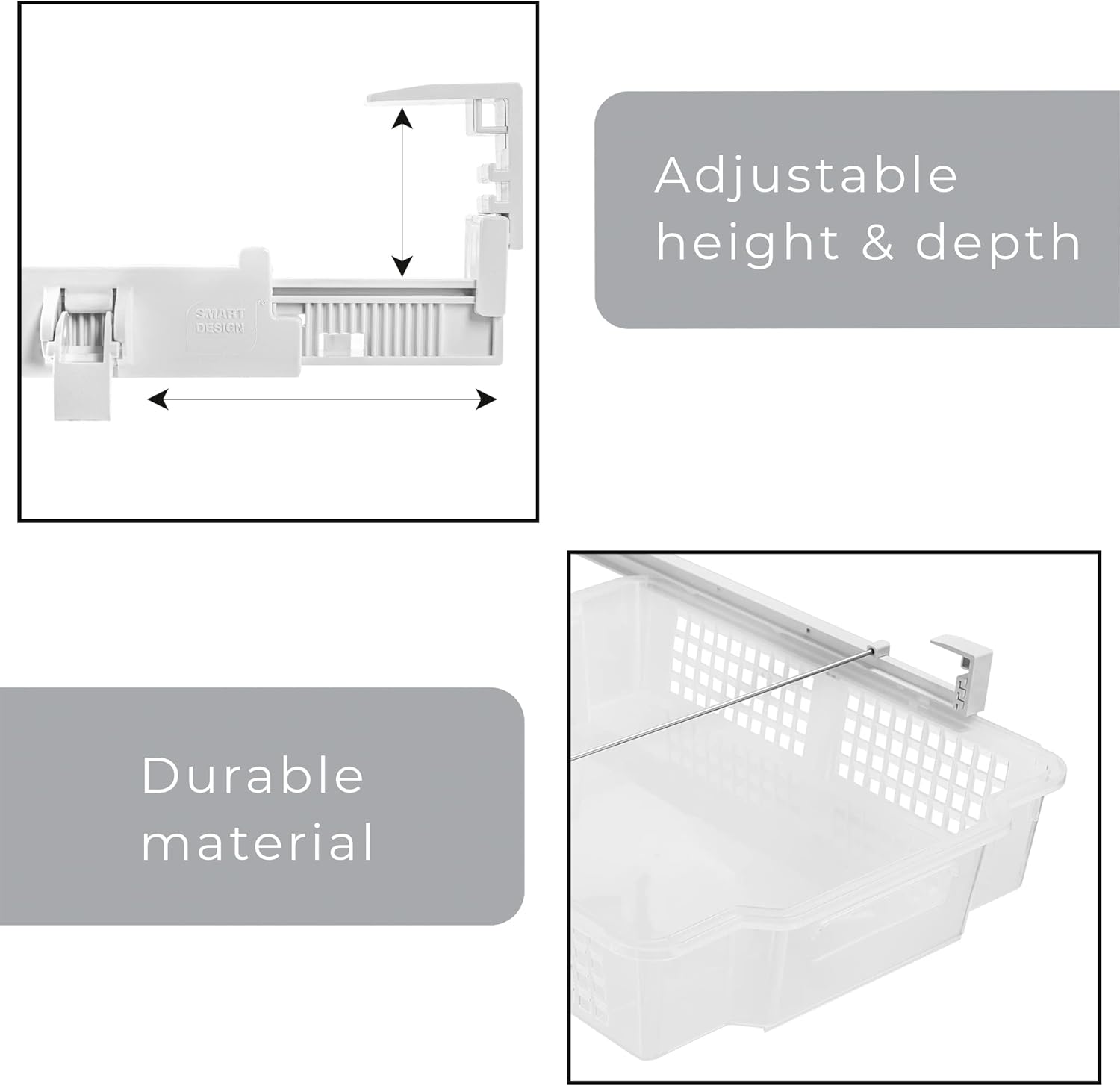 Adjustable Pull Out Refrigerator Drawer, Extra Large, Set of 2, Clear G739054