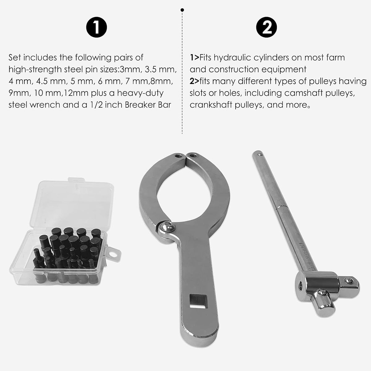 Variable Pin Spanner Wrench and Adjustable Gland Nut Wrench, 3/4" to 8", Pack of 2 O726237