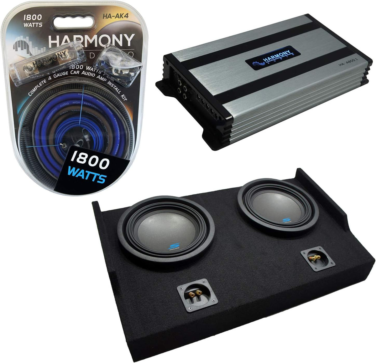 Alpine S-W10D2 Compatible with Ford F150 Super Cab 2015-2021 Bundled with HA-A800.1 Mono 1600W Amp & FTB2X10-15EXTCAB Dual 10" Sub Box