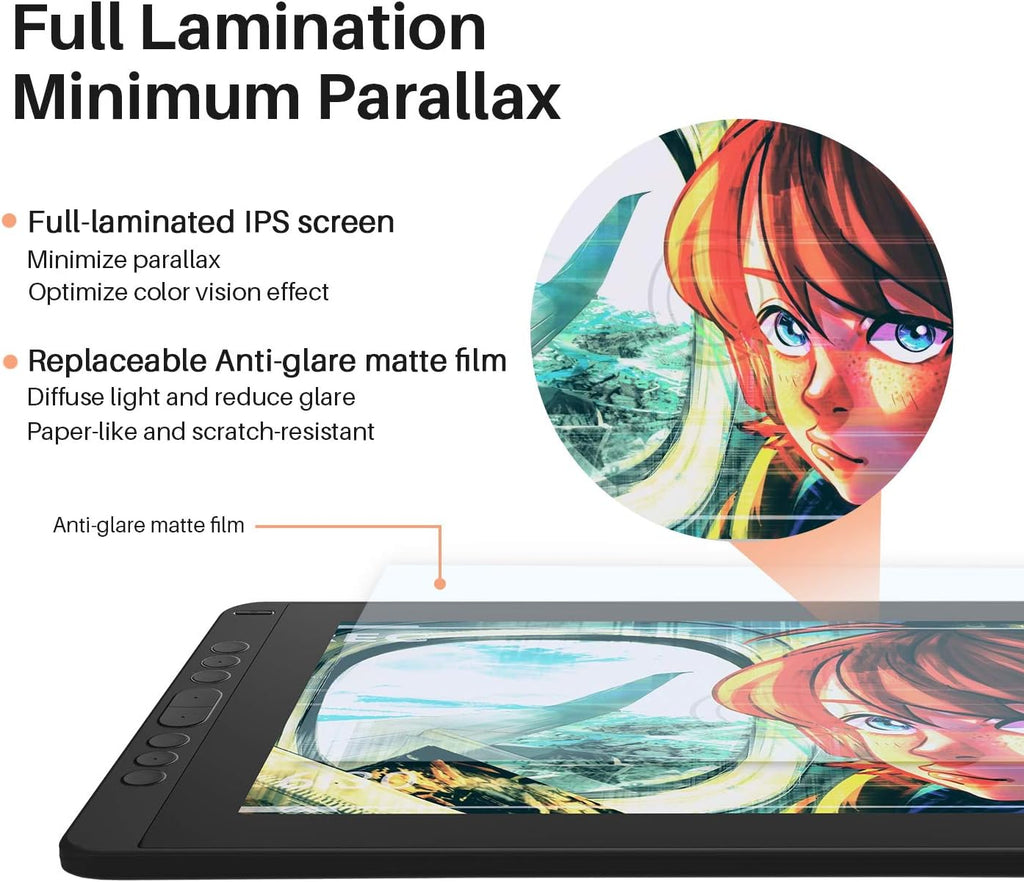 Drawing Tablet with Screen 13.3 Inch Full-Laminated Anti-Glare Pen Display O7742