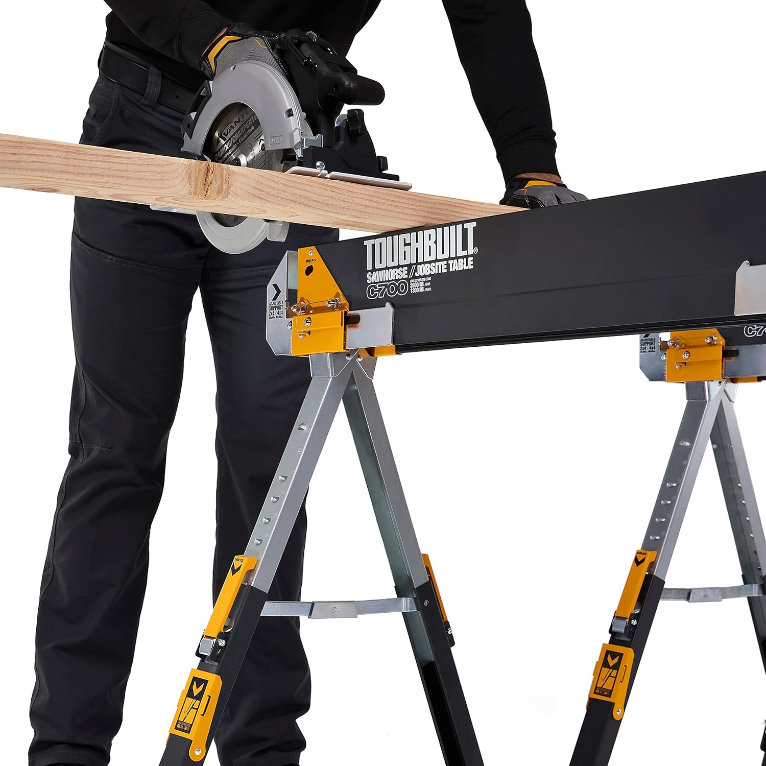 Folding Sawhorse - Heavy-Duty Steel - 1300 lb Capacity - 2 Pack L4327