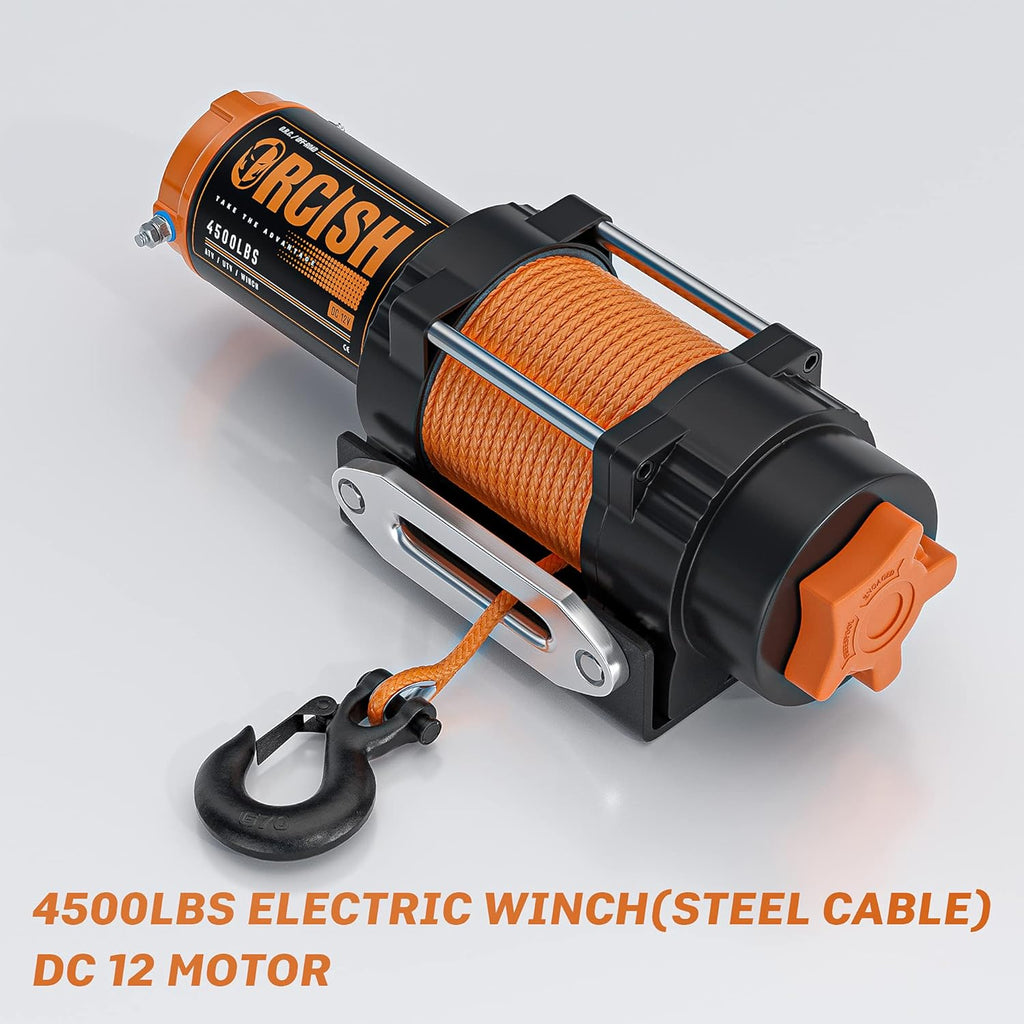 12V 4500LBS Synthetic Rope Winch Kit for ATV UTV Off Road Trailer with Wireless Remote M81493