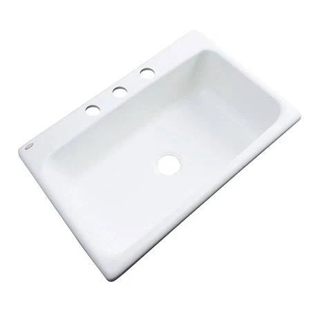 Solidcast 548300 Wilmington 33x22 L x 22x22 W Drop-In Kitchen Sink Finish: White, Faucet Drillings: 3 Hole