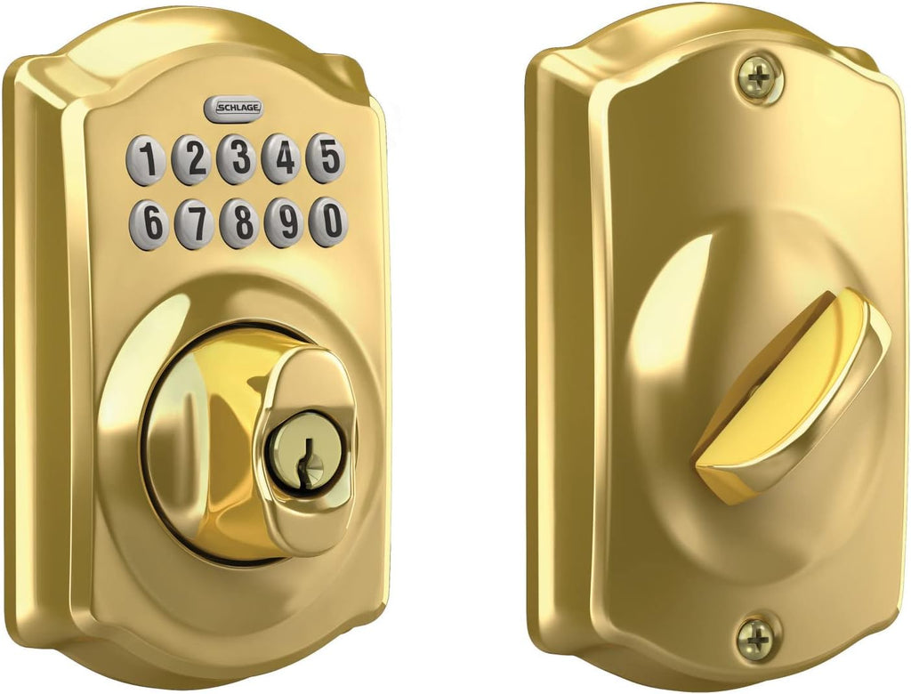 Camelot Keypad Deadbolt, Electronic Keyless Entry Lock, Aged Bronze A765