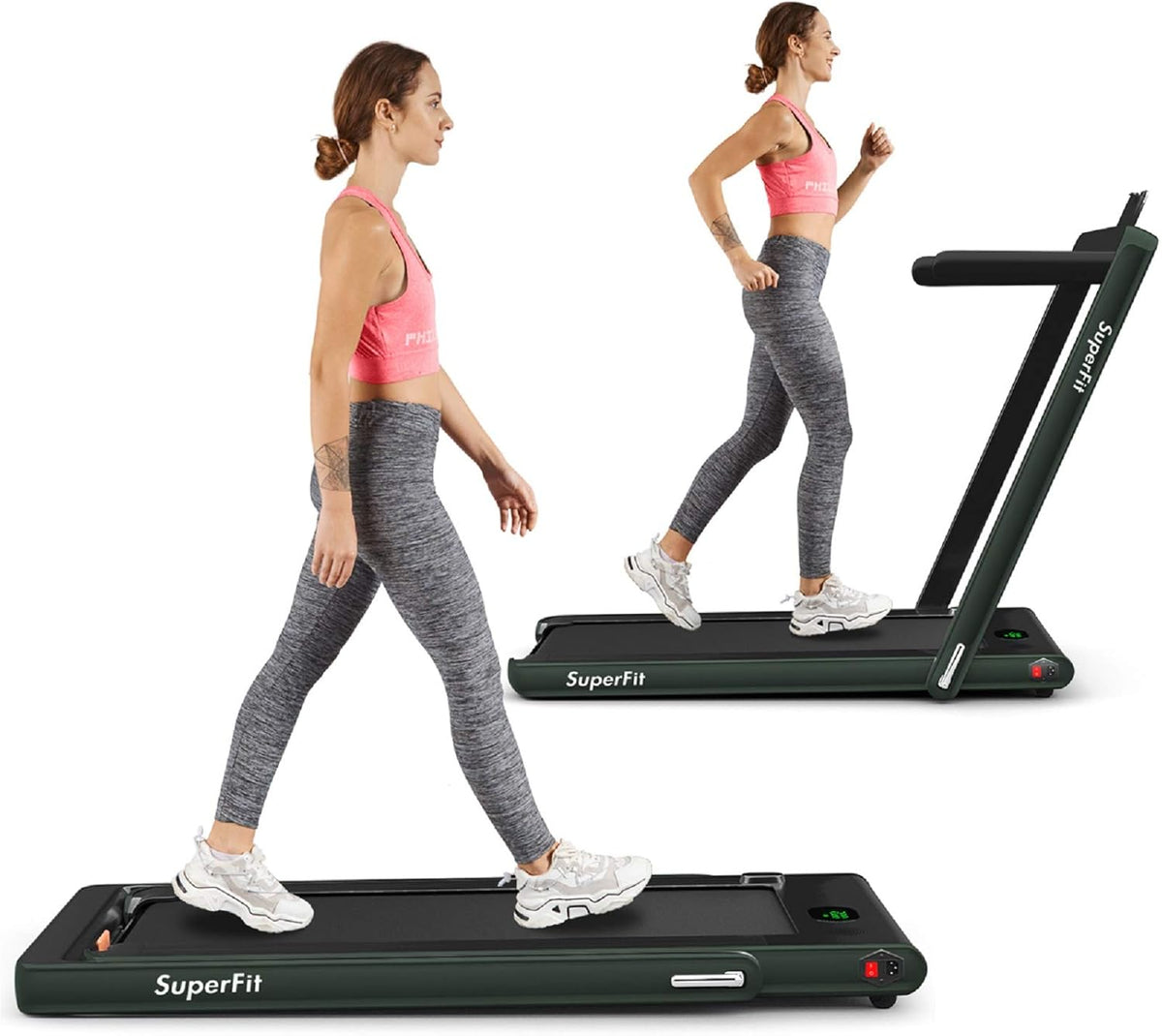 2 in 1 Folding Treadmill with Bluetooth Speaker and LED Display Y98599