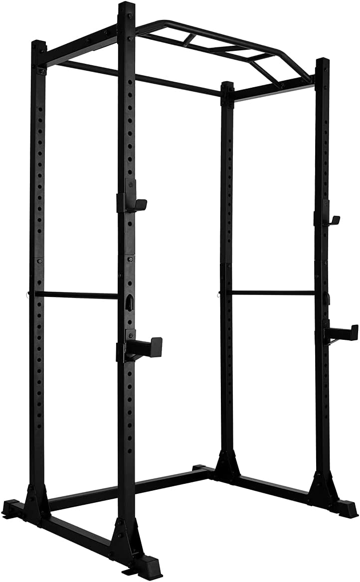 Power Rack Power Cage Workout Station Home Gym for Weightlifting Bodybuilding and Strength Training (1200lb Capacity with 2 Extra J-Hooks)