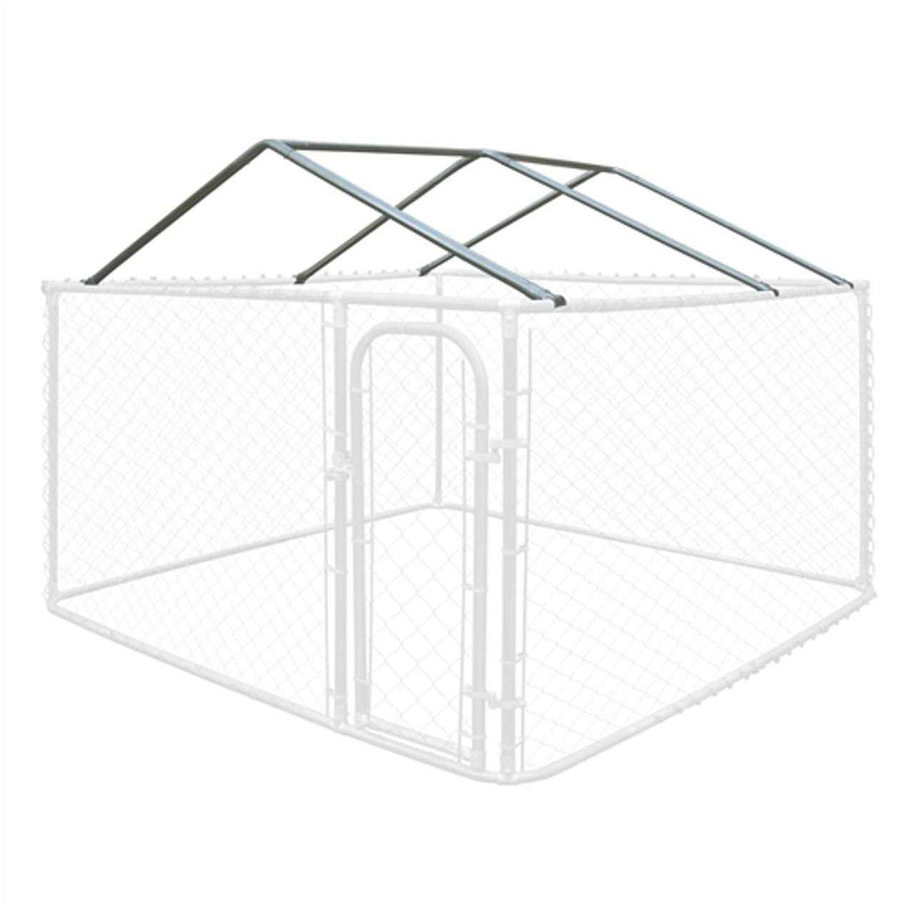 7.5 x 7.5 ft Steel Chain Link Dog Kennel with Roof Frame, Galvanized X2566
