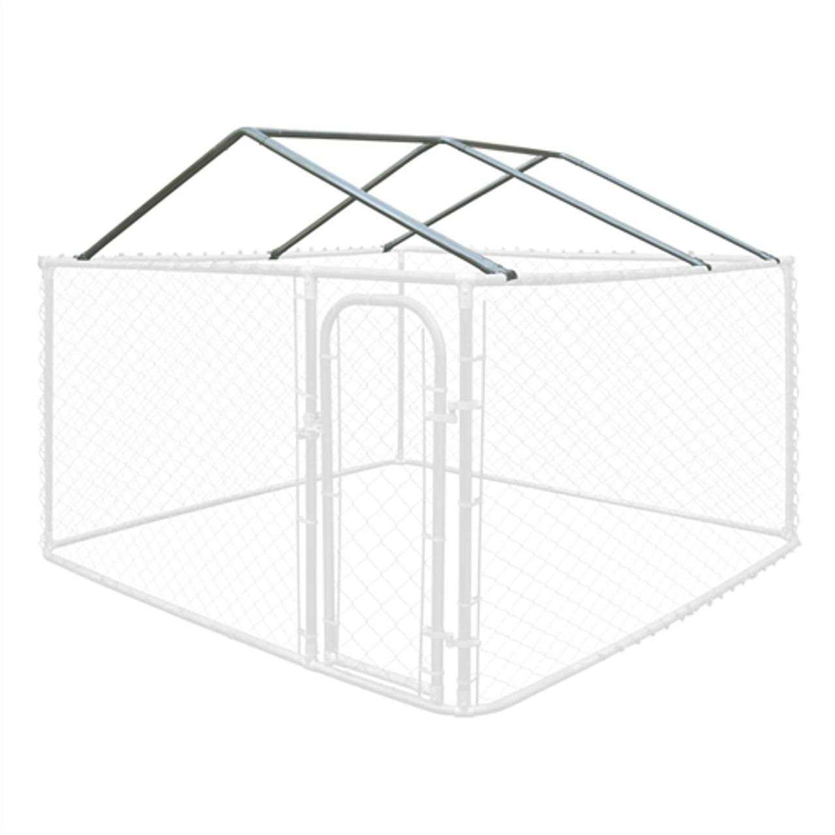 7.5 x 7.5 ft Steel Chain Link Dog Kennel with Roof Frame, Galvanized X2566