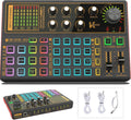Sound Mixer Board, LED Light Voice Changer Sound Card with Multiple Sound Effects - Live Sound Card for Live Streaming, Audio Mixer for Music Recording Karaoke Singing Broadcast on Cell Phone Computer Pack of 2