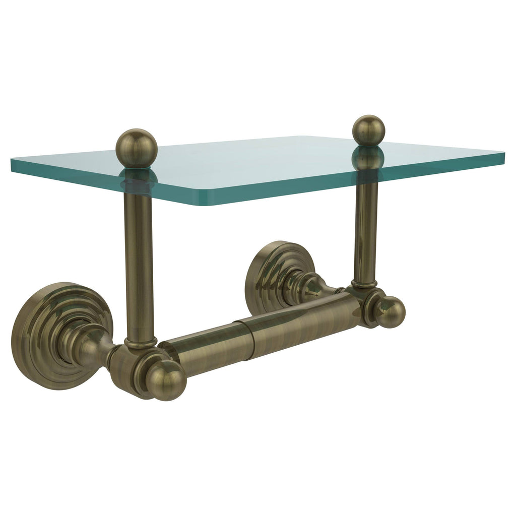Two Post Toilet Tissue Holder with Glass Shelf Black Matte M3698