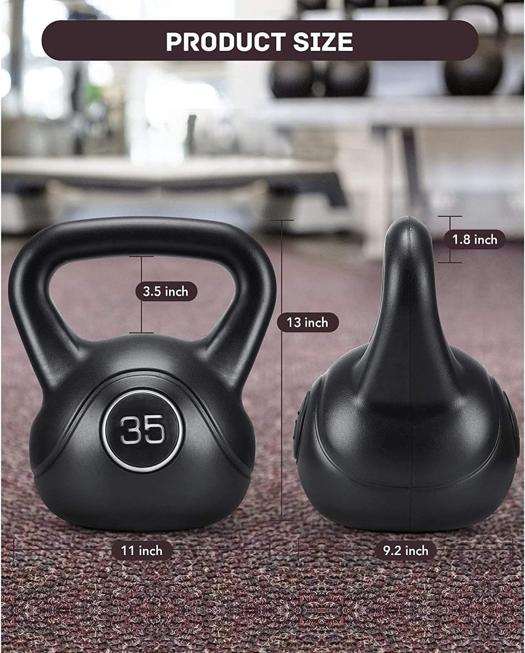 Kettlebell, 35lb, HDPE Handle, Strength Training, Home Gym, Pack of 2 K6091