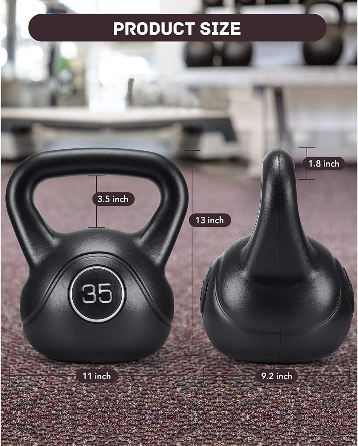 Kettlebell, 35lb, HDPE Handle, Strength Training, Home Gym, Pack of 2 K6091