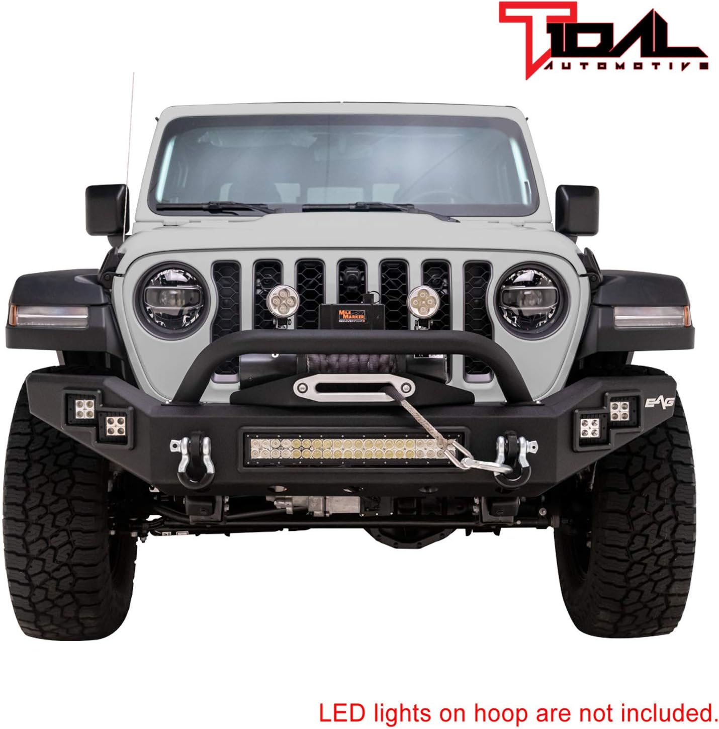 Front Bumper Full Width with LED Light Bar and Winch Plate for Gladiator JT F770