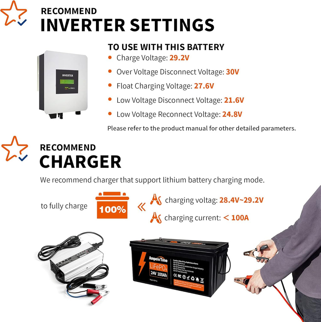 24V 100Ah LiFePO4 Deep Cycle Lithium Battery with Built-in 100A BMS Z75485