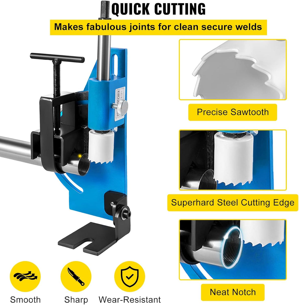 Pipe Tubing Notcher 60 Degree Hole Saw for Round Tubing, Metal Wood Plastic, 2 Pack G254447