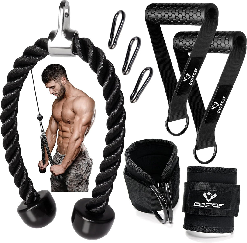 Cable Pulley System for Gym, Lat Pulldown and Biceps Curl Attachments, Home Workout Equipment M6414