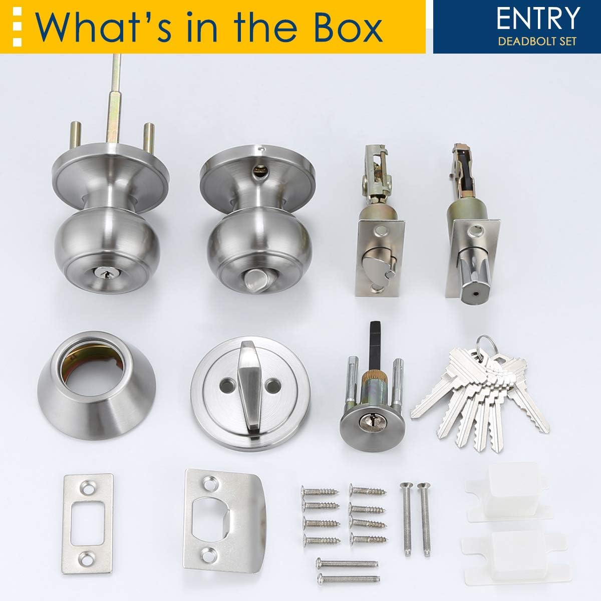 Entry Door Knob and Deadbolt Combo Set, Satin Nickel, Keyed Alike W796