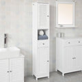 Haotian White Floor Standing Tall Bathroom Storage Cabinet with Shelves and Drawers,Linen Tower Bath Cabinet, Cabinet with Shelf