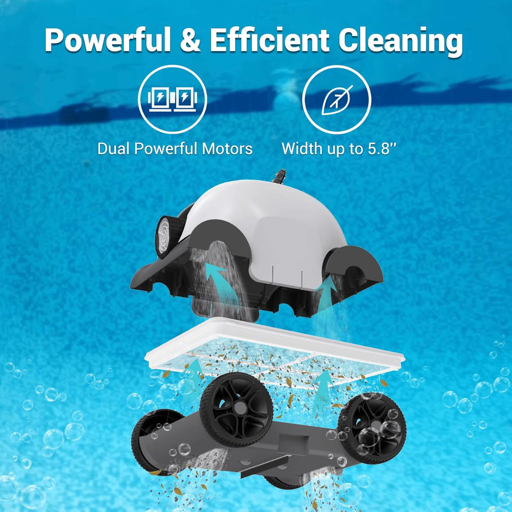 Cordless Robotic Pool Cleaner with Dual-Drive Motors for Above and In-Ground Pools L75252