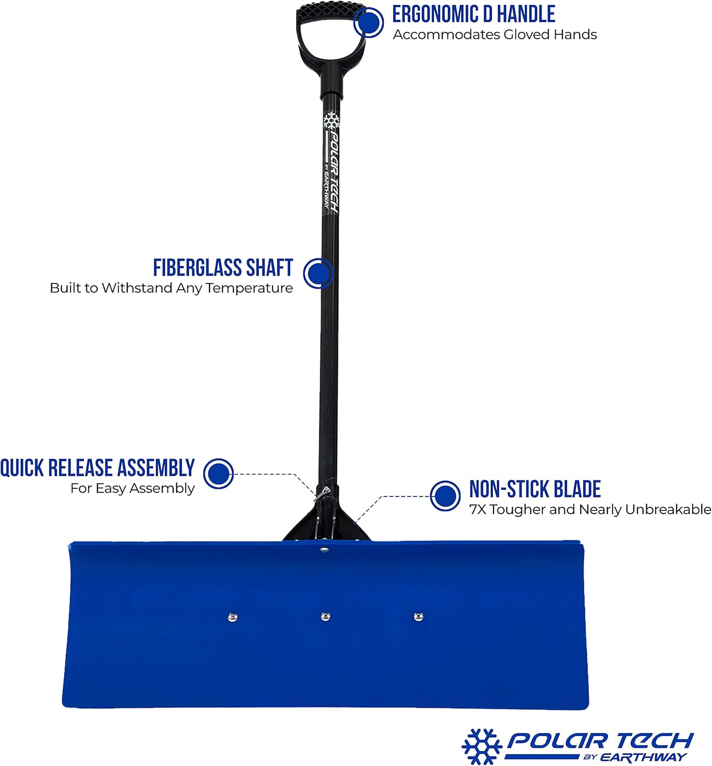 30" Snow Pusher with Fiberglass Shaft and D-Shaped Handle, Pack of 2 Z49669
