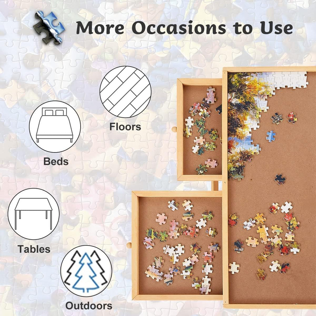 1500 Piece Wooden Jigsaw Puzzle Board with Folding Legs and Drawers Z148