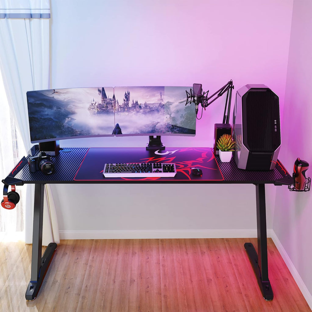 Gaming Desk 60 inch with RGB LED Lights and Mouse Pad M327