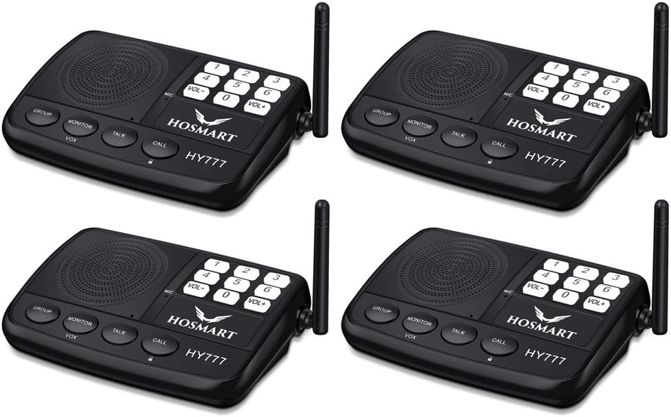 Wireless Intercom System for Home or Office, 7-Channel, 4 Stations A3603