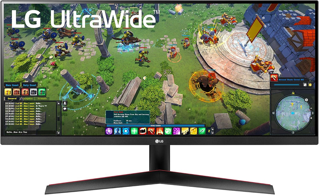 LG 29WP60G-B UltraWide Monitor 29" 21:9 FHD (2560 x 1080) IPS Display, sRGB 99% Color Gamut, HDR 10, USB Type-C Connectivity, 3-Side Virtually Borderless Display - Black