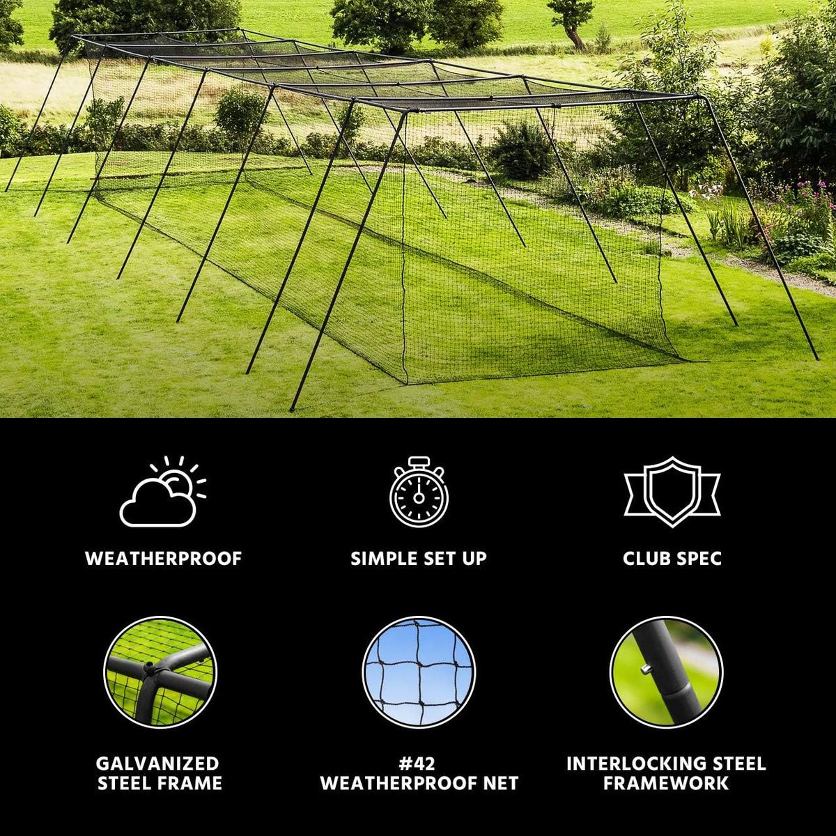 Trapezoid Baseball Batting Cage with Frame and Net T265459