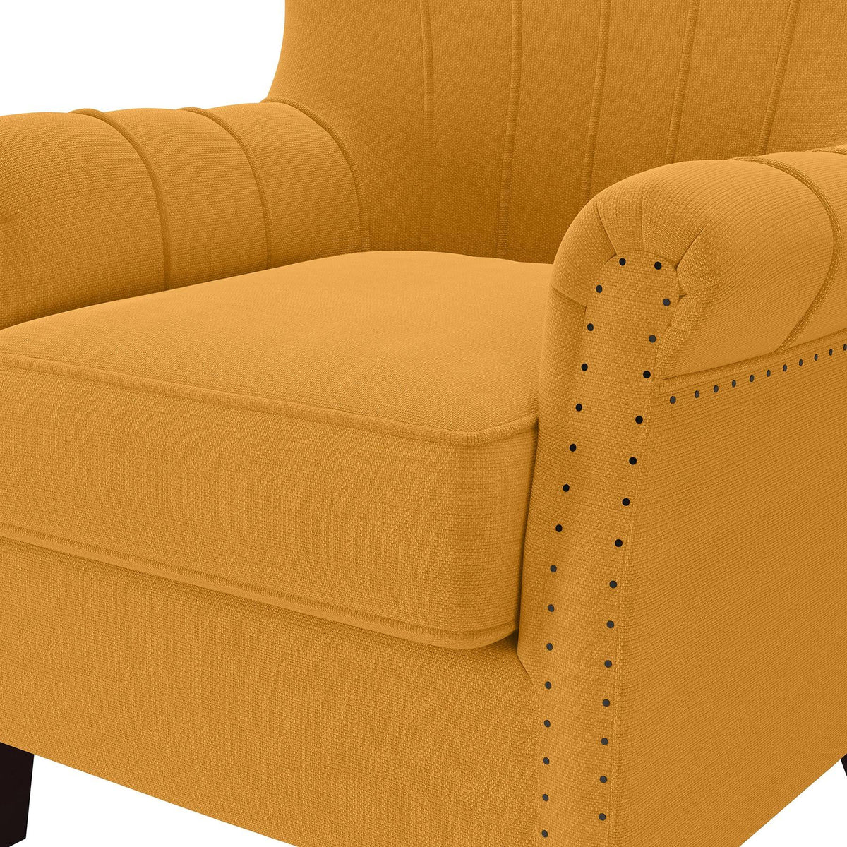 Tailored Armchair Mustard Yellow Linen K3611